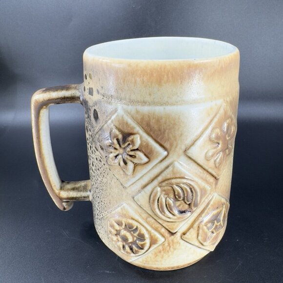 Vintage Israel Jerusalem Pottery Ceramic Coffee Cup Mug Large Mug Brown Textured - Picture 13 of 14